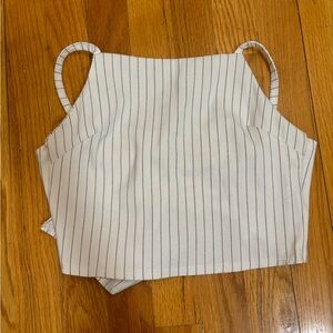 Striped White and Blue Crop Top